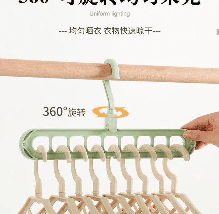 360˚ Degree 9 Multi-Port Support Hanger, Space Saving Cloth Hanger 360˚ Degree 9 Multi-Port Support Hanger, Space Saving Cloth Hanger